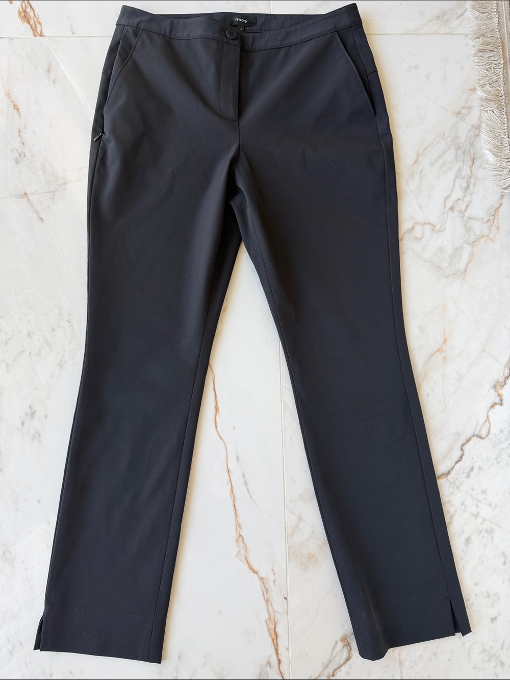 Theory Black Stretch Straight-Leg Pants new just tried once